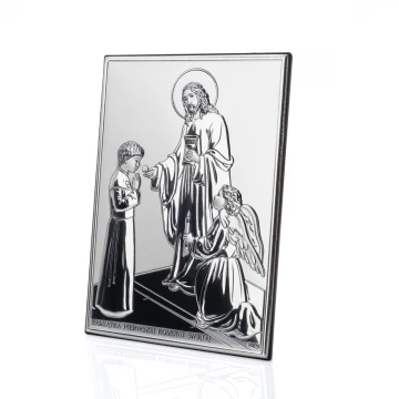 Obrazek srebrny Pamiątka Pierwszej Komunii Świętej dla chłopca wym. 10x14cm - DS31/2O