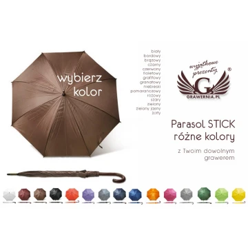 Parasol STICK z Twoim grawerem - 15 kolorów do wyboru