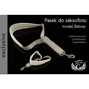 PASEK DO SAKSOFONU biały - model Bebop - wersja Exclusive - PDS23