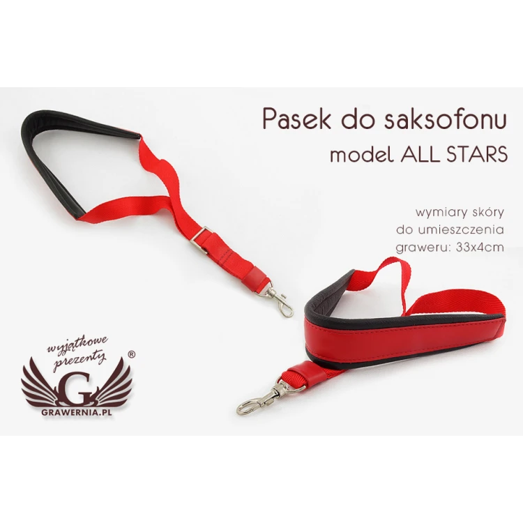 PASEK DO SAKSOFONU czerwono - czarny - model: All Stars - wersja Komfort - PDS12