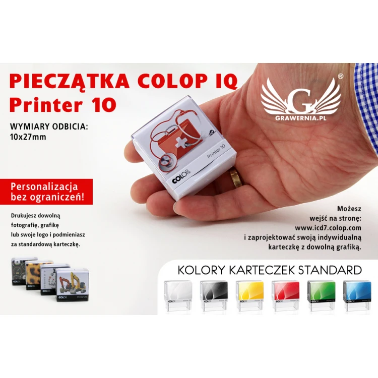 Pieczątka samotuszująca COLOP Printer 10 - wymiar płytki tekstowej: 10 x 27mm