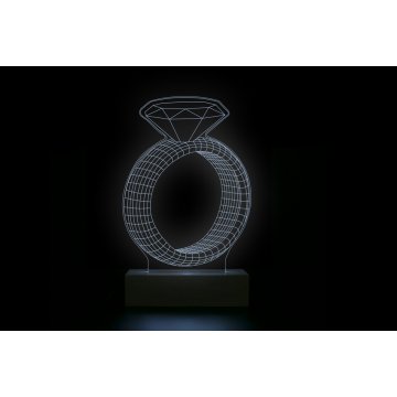 Pierścionek - Lampa 3D LED RGB sterowana z pilota - L3D015