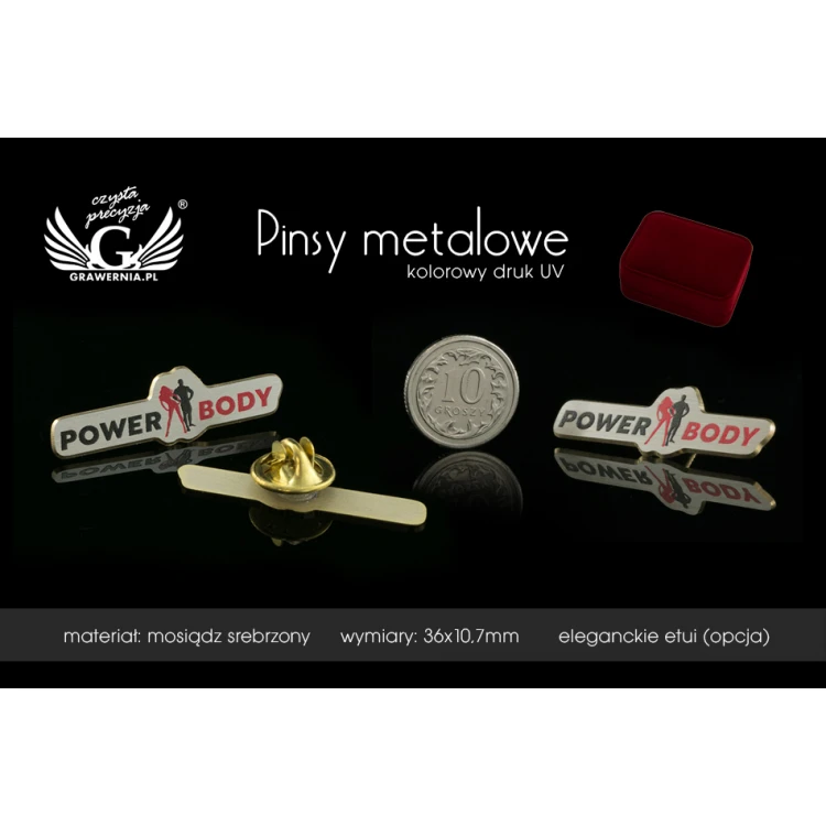 Pinsy metalowe z Twoim logo - wym. 36x10,7mm - druk UV - PS026