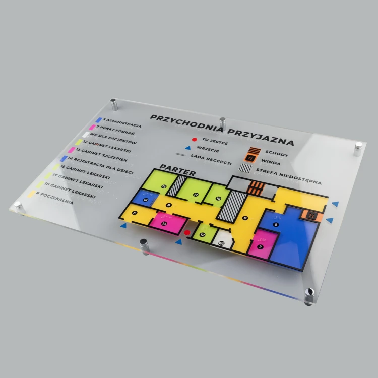 Plan tyflograficzny z pismem Braille'a - plexi i ADA - wym: 500x380mm - TAB518 
