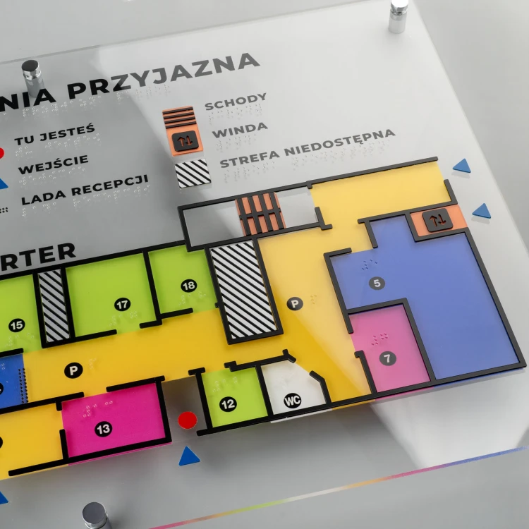Plan tyflograficzny z pismem Braille'a - plexi i ADA - wym: 500x380mm - TAB518 