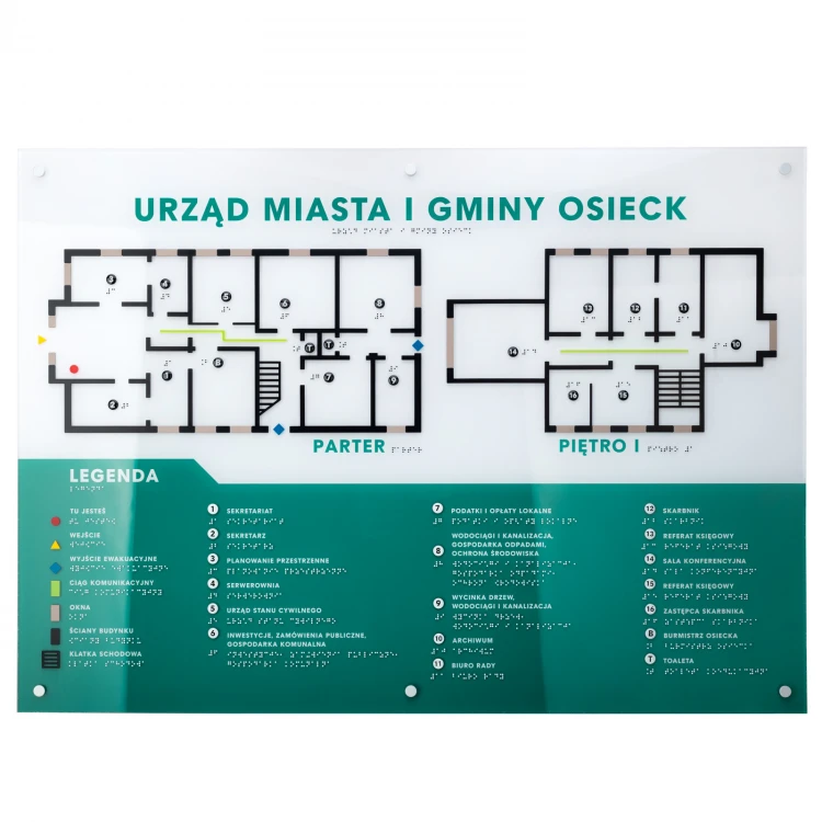 Plan tyflograficzny z pismem Braille'a - plexi i ADA - wym: 880x630mm - TAB533 