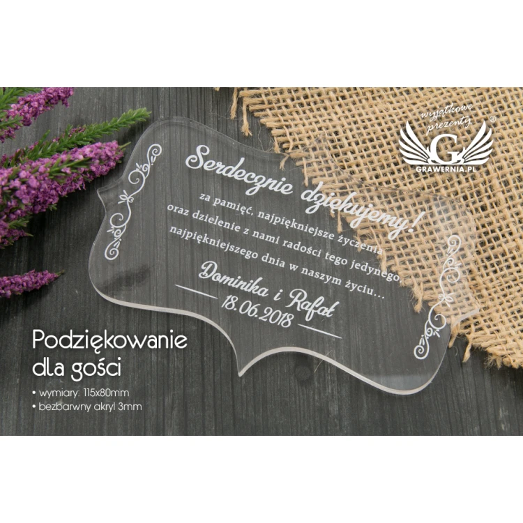 Podziękowanie dla gości - cyfrowy druk UV - PD003