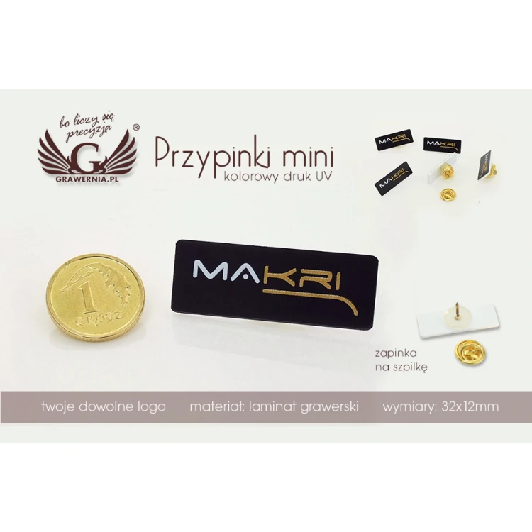Przypinki/Pinsy mini z Twoim logo - kolorowy druk UV - PS009