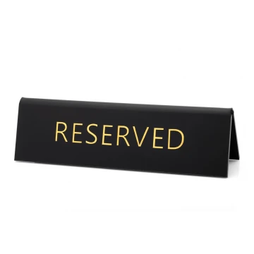 Rezerwacja - stojak na stoliki - wym. 150x45mm - czarny mat złote litery - REZ017
