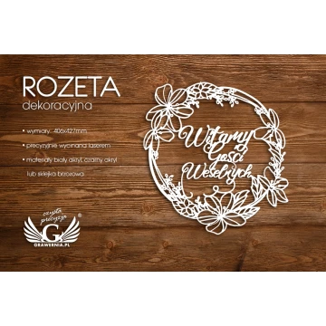 Rozeta dekoracyjna - witamy gości weselnych - ROZ002