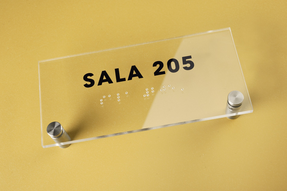 Sala - tabliczka z plexi i numeracją z pismem Braille\'a - wym. 160x75mm - TAB275