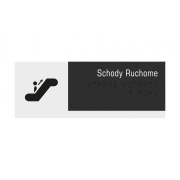 Schody ruchome - tabliczka z pismem Braille'a - akryl szroniony i ADA wym. 200x75mm - NORD - TAB326