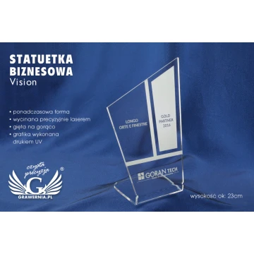 Statuetka biznesowa Vision - model DTA34 - wys. ok 23cm - druk UV 