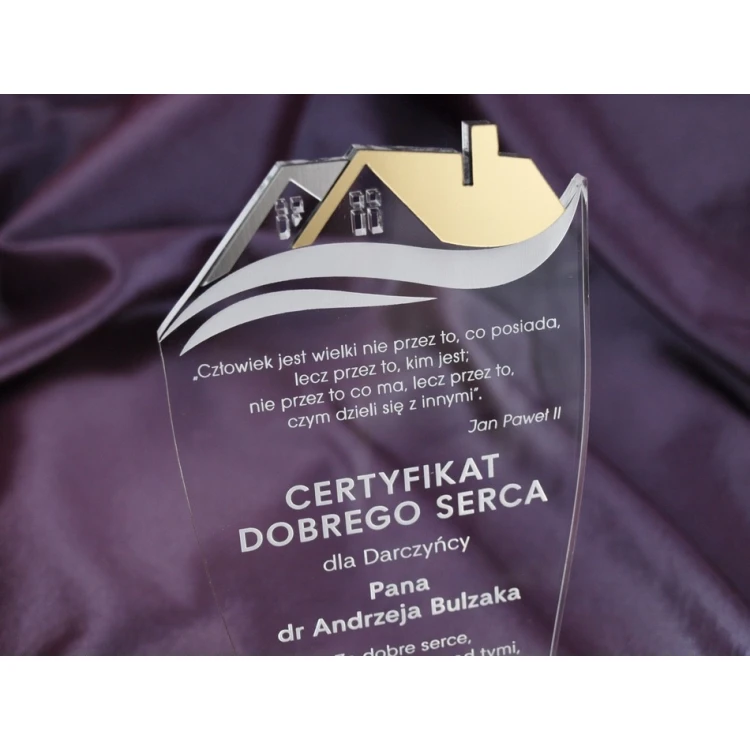 STATUETKA DOMY - certyfikat - model DTA12 - wysokość 20 cm