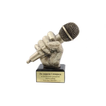 Statuetka Mikrofon 2 - atrakcyjna figurka odlewana - wysokość 13,5cm - FOL024