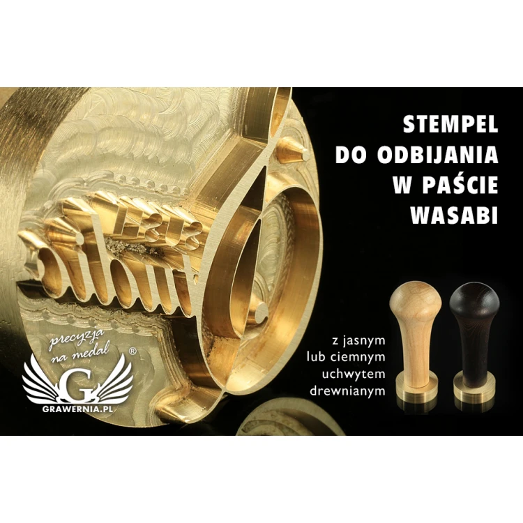 Stempel do odbijania logotypu w paście WASABI - średnica stempla 30mm - CNC