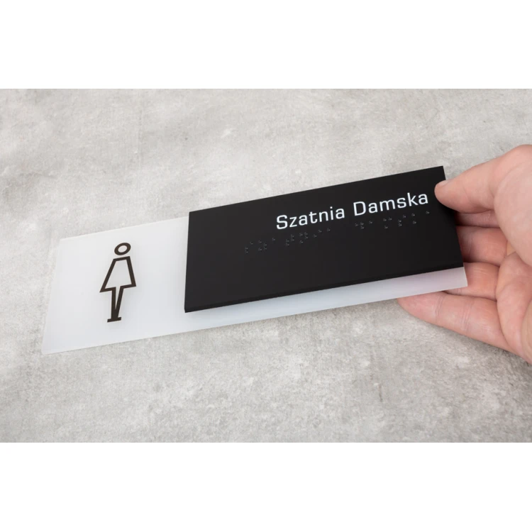 Schody ruchome - tabliczka z pismem Braille'a - akryl szroniony i ADA wym. 200x75mm - NORD - TAB326