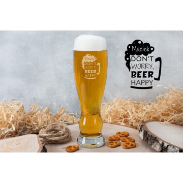 Szklanka na piwo z grawerem - Don't worry, beer happy - SP005