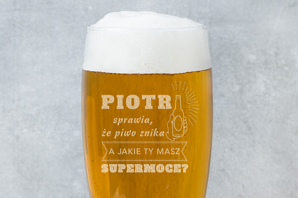 Szklanka na piwo z grawerem - Supermoc - SP023