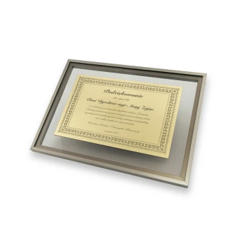Szklany dyplom - podziękowanie w złotej ramie - DWR5