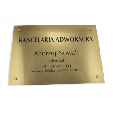 SZYLD GRAWEROWANY - KANCELARIA ADWOKACKA - złoty - SZ047 - wym. 500x350mm
