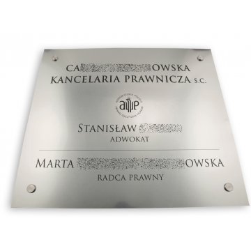 SZYLD KANCELARIA ADWOKACKA - srebrny - SZ049 -  wym. 500x444mm