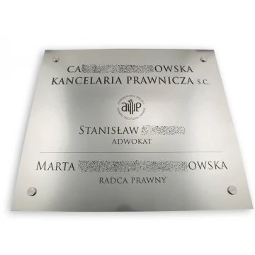 SZYLD KANCELARIA ADWOKACKA - srebrny - SZ049 -  wym. 500x444mm