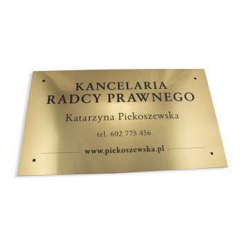 SZYLD KANCELARIA RADCY PRAWNEGO - złoty - SZ042 - wym. 600x350mm
