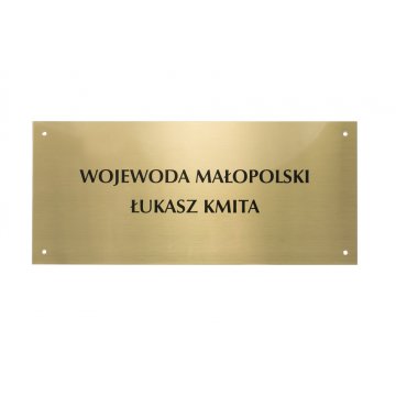 Szyld - mosiądz szczotkowany gr. 1,6mm, cyfrowy nadruk UV - wym. 340x150mm - TAB115