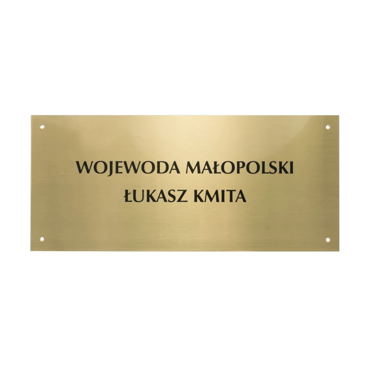 Szyld - mosiądz szczotkowany gr. 1,6mm, cyfrowy nadruk UV - wym. 340x150mm - TAB115