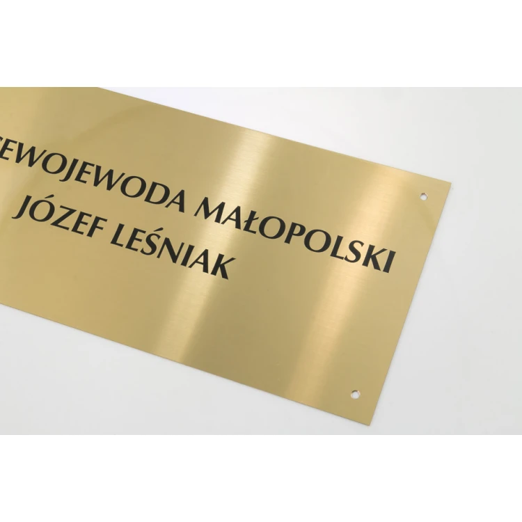 Szyld - mosiądz szczotkowany gr. 1,6mm, cyfrowy nadruk UV - wym. 340x150mm - TAB115