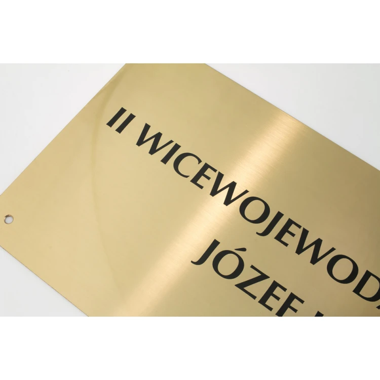 Szyld - mosiądz szczotkowany gr. 1,6mm, cyfrowy nadruk UV - wym. 340x150mm - TAB115
