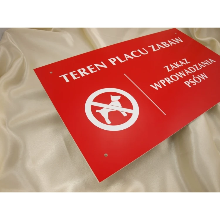 Szyld TEREN PLACU ZABAW ZAKAZ WPROWADZANIA PSÓW - SZ017 - wym. 500x300mm