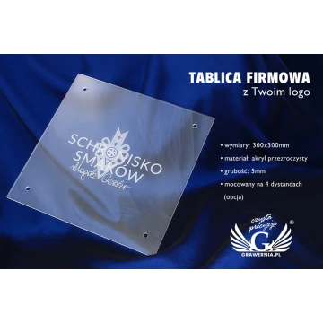 Tablica Firmowa z Twoim logo - plexi grawerowana gr. 5mm - SZ084 - wym. 300x300mm
