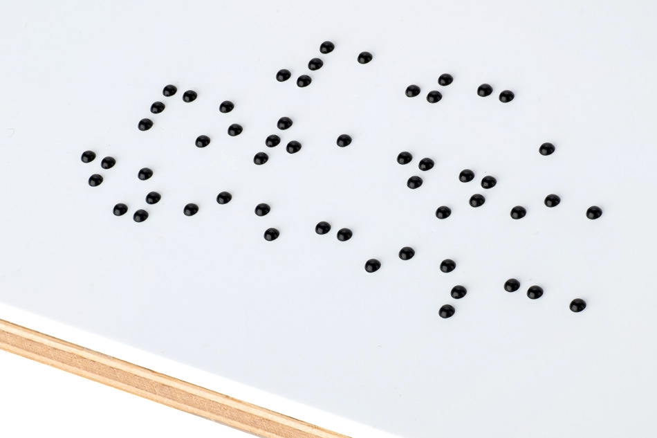 Tabliczka dla przychodni z pismem Braille\'a - płyta fornirowana dąb i PCW - wym. 220x155mm - TAB407