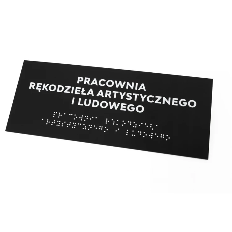 Tabliczka z pismem Braille'a - akryl czarny mat - wym. 250x100mm - DARK - TAB424