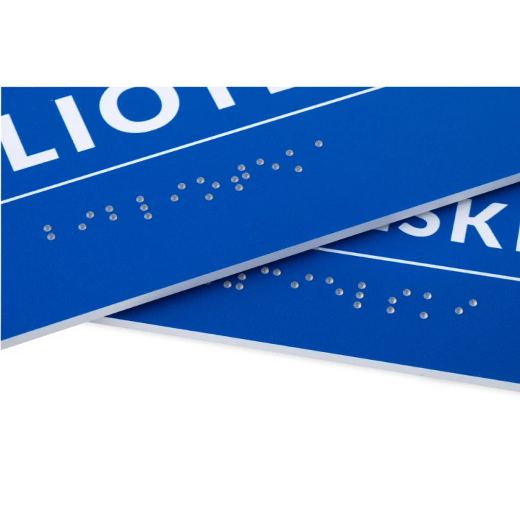 Tabliczka z pismem Braille'a - wym. 200x80mm - PCW twarde - DECO BLUE - TAB459