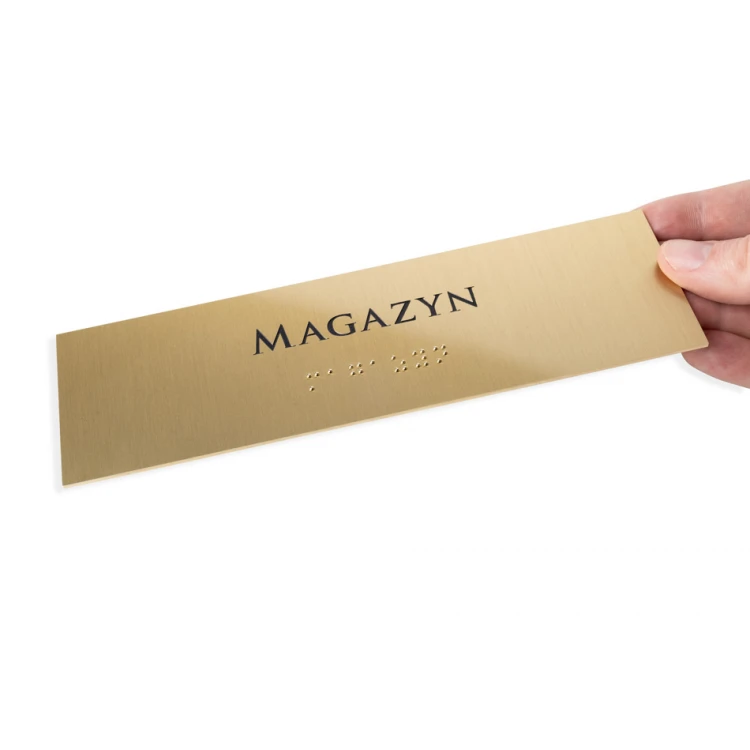 Tabliczka z pismem Braille'a - mosiądz 1,6mm - wym. 200x60mm - TAB455
