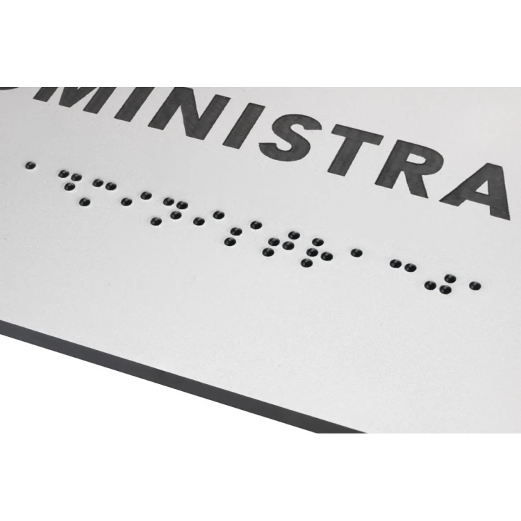 Administracja - tabliczka z laminatu srebrnego z pismem Braille'a - wym. 160x75mm - TAB276