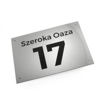  Tabliczka z numerem domu - wym. 300x200mm - srebrny zewnętrzny laminat grawerski 3mm