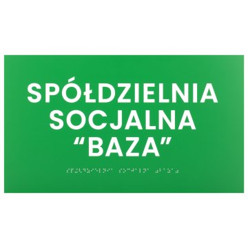Tabliczka z pismem Braille'a - zielony laminat grawerski - wym. 350x200mm - TAB600