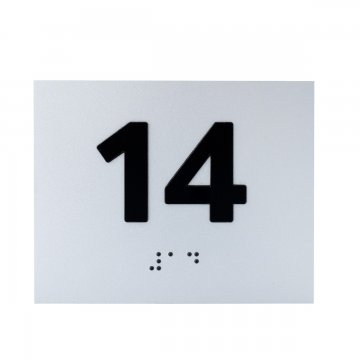 Tabliczka z wypukłą numeracją i pismem Braille'a  - laminat srebrny - wym. 100x80mm - TAB507