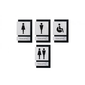 Tabliczki na toalety czarna i lustrzana plexi - wym. 100x145mm - TT031