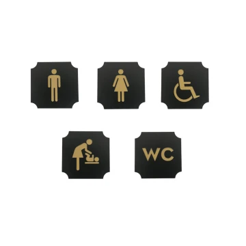 Tabliczki na toalety - czarny laminat exterior ze złotym grawerem - wym. 50x50mm - TT011