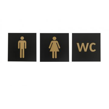 Tabliczki na toalety - czarny laminat exterior ze złotym grawerem - wym. 150x150mm - TT014