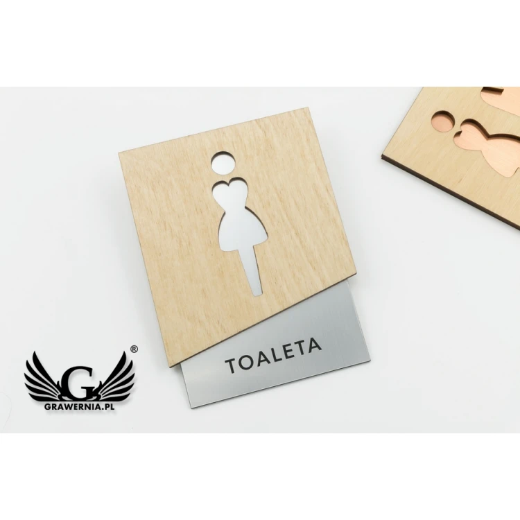 Tabliczki Premium na toalety z drewnem i laminatem - wym. 105x140mm - TT018