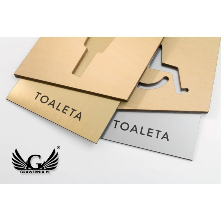 Tabliczki Premium na toalety z drewnem i laminatem - wym. 105x140mm - TT018
