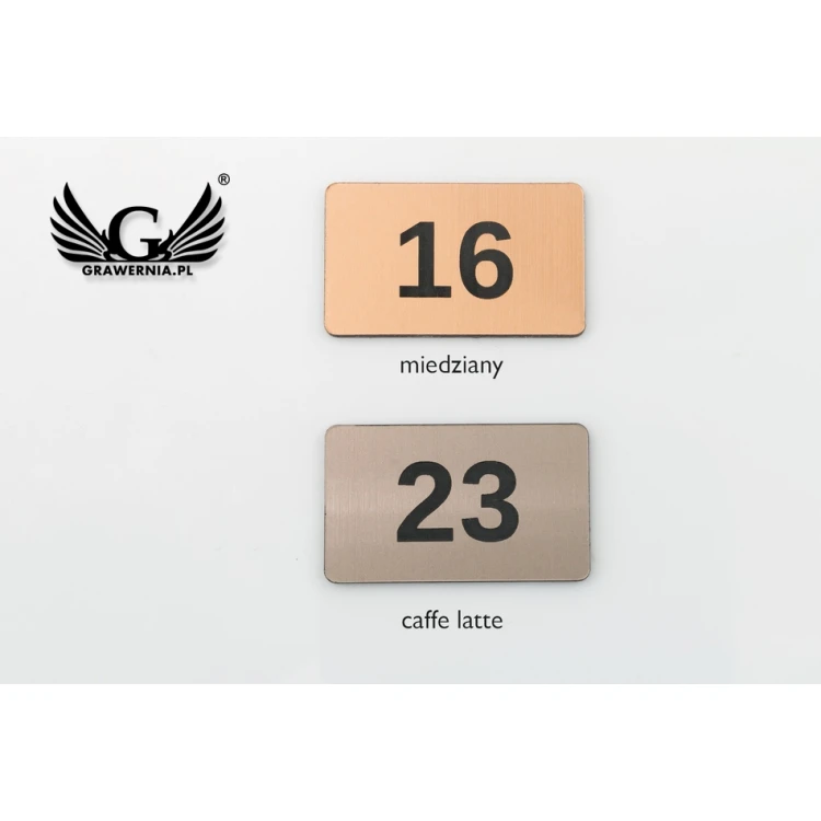 Tabliczki z numeracją na szafki i szuflady  - miedziany lub caffe latte - ND033 - wym. 39x23mm 
