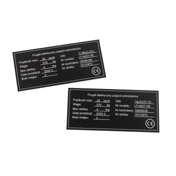 Tabliczki znamionowe z czarnego aluminium anodowanego - wymiar: 120x55mm - TZN039
