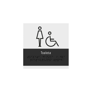 Toaleta damska i dla niepełnosprawnych - tabliczka z pismem Braille'a - wym. 160x160mm - akryl szroniony i ADA - NORD - TAB329